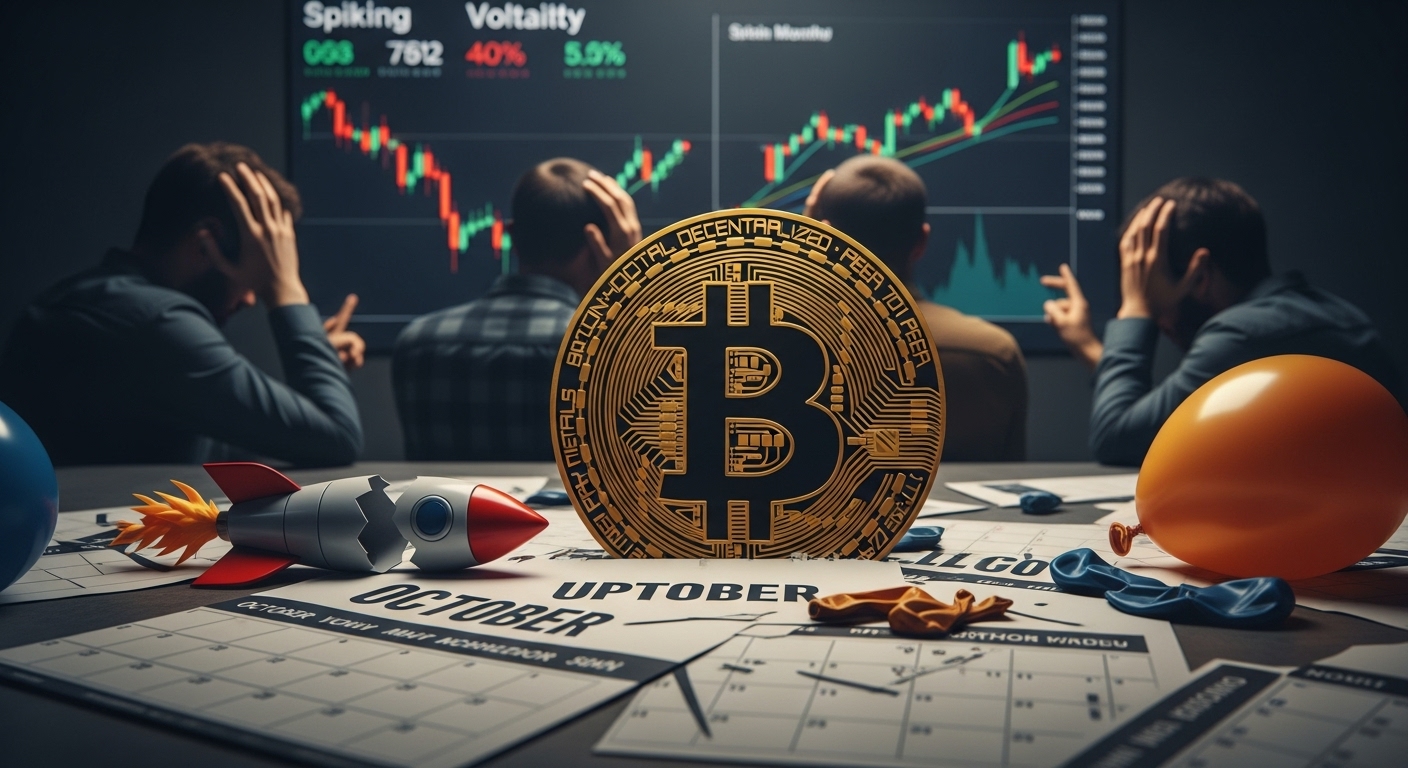 O Fim do Uptober: Bitcoin Frustra Expectativas, Fecha Outubro com Queda de 3% e Volatilidade Geopolítica no Foco