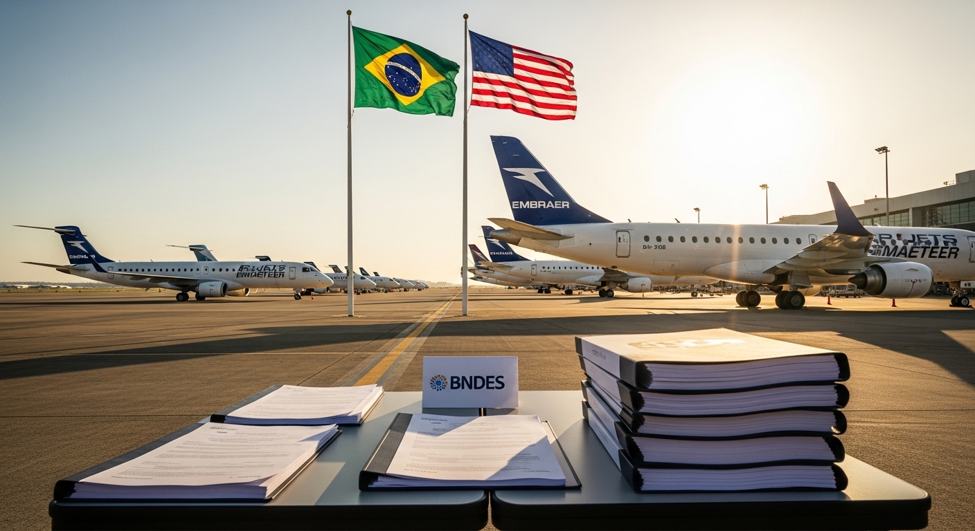 Mega-Exportação: BNDES Aprova R$ 1,7 Bilhão para Embraer Viabilizar Venda de 13 Jatos E-175 aos EUA; Ações Disparam